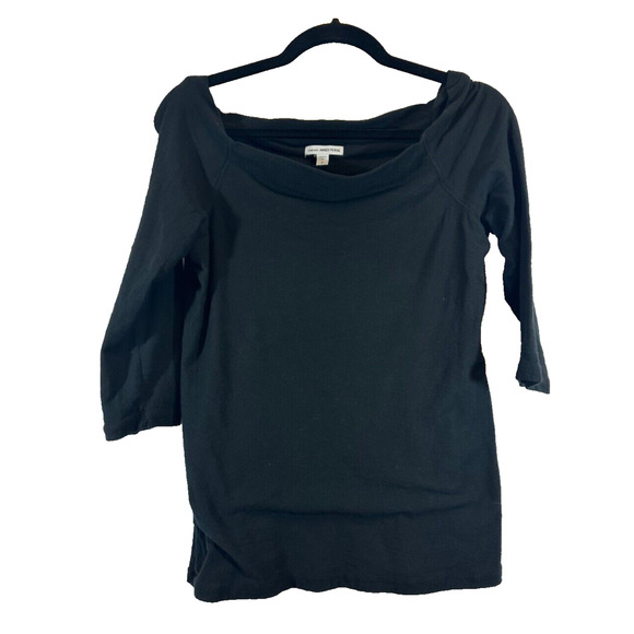 James Perse Tops - James Perse Black Draped Neck Tee Shirt 4 (XL) Top Womens Long Sleeve Cowl A31